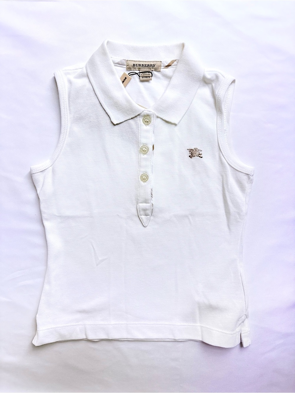 Burberry White Sleeveless Polo